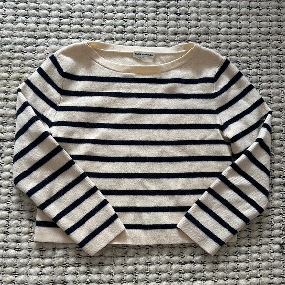 Cropped Striped Club Monaco Sweater - Picture 1 of 4